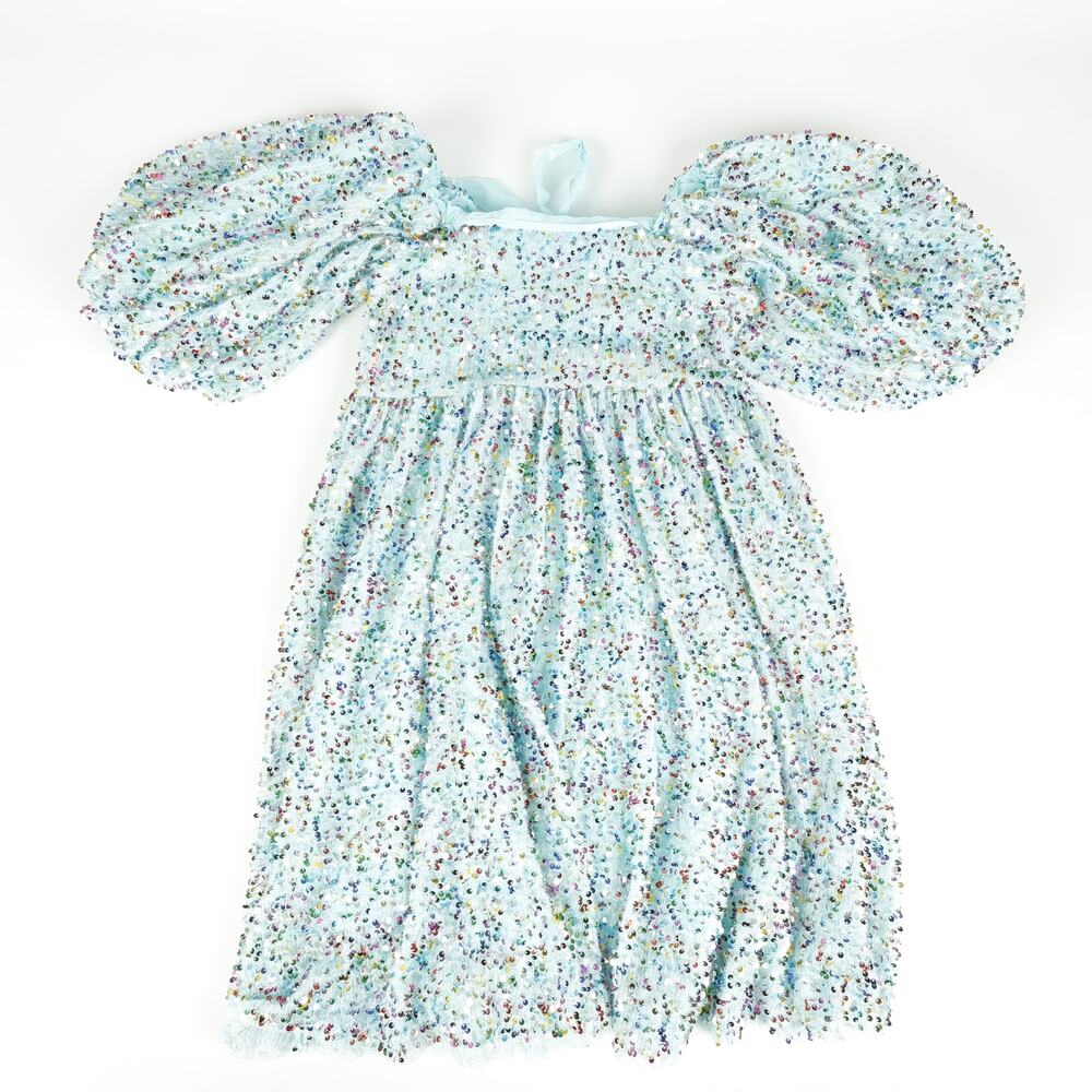 NWT Lola & The Boys Girls 14 T Strawberry Birthday Cake Sequin Dress Teal Green